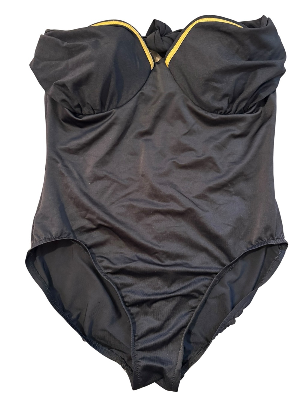 Miraclesuit VTG Strapless Swimsuit 14 One Piece Sweetheart Bandeau Black Gold